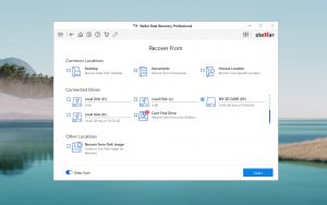 stellar data recovery choose disk to scan