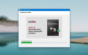 stellar data recovery preparing to install